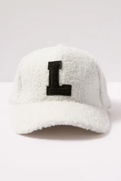 Hats<EVEREVE Initial Sherpa Baseball Hat Ivory