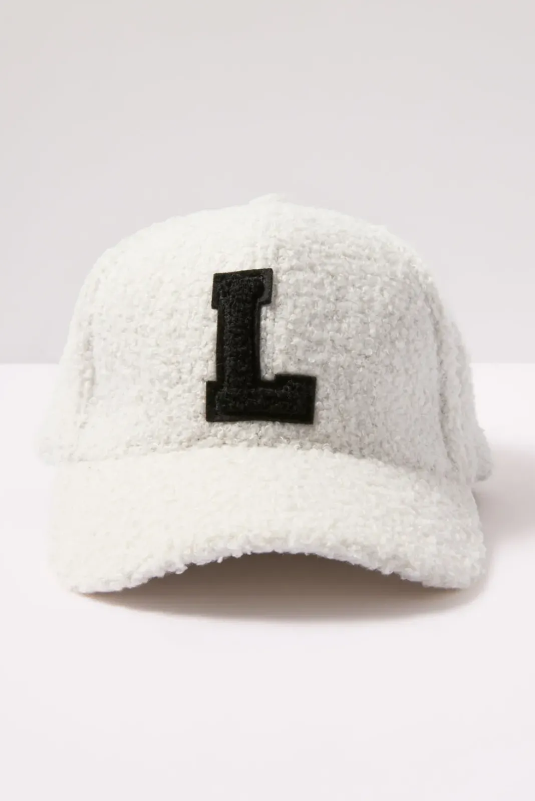 Hats<EVEREVE Initial Sherpa Baseball Hat Ivory