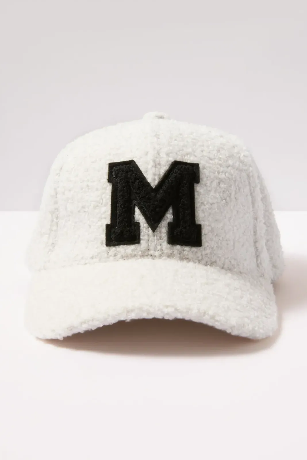 Hats<EVEREVE Initial Sherpa Baseball Hat Ivory