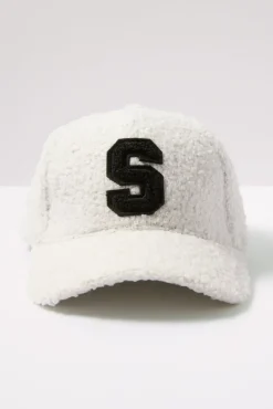 Hats<EVEREVE Initial Sherpa Baseball Hat Ivory