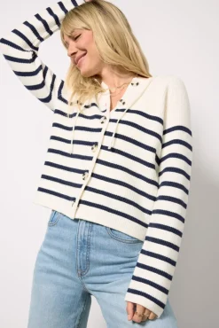 Sweaters<EVEREVE Isabel Hoodie Lady Like Navy/Whitestripe