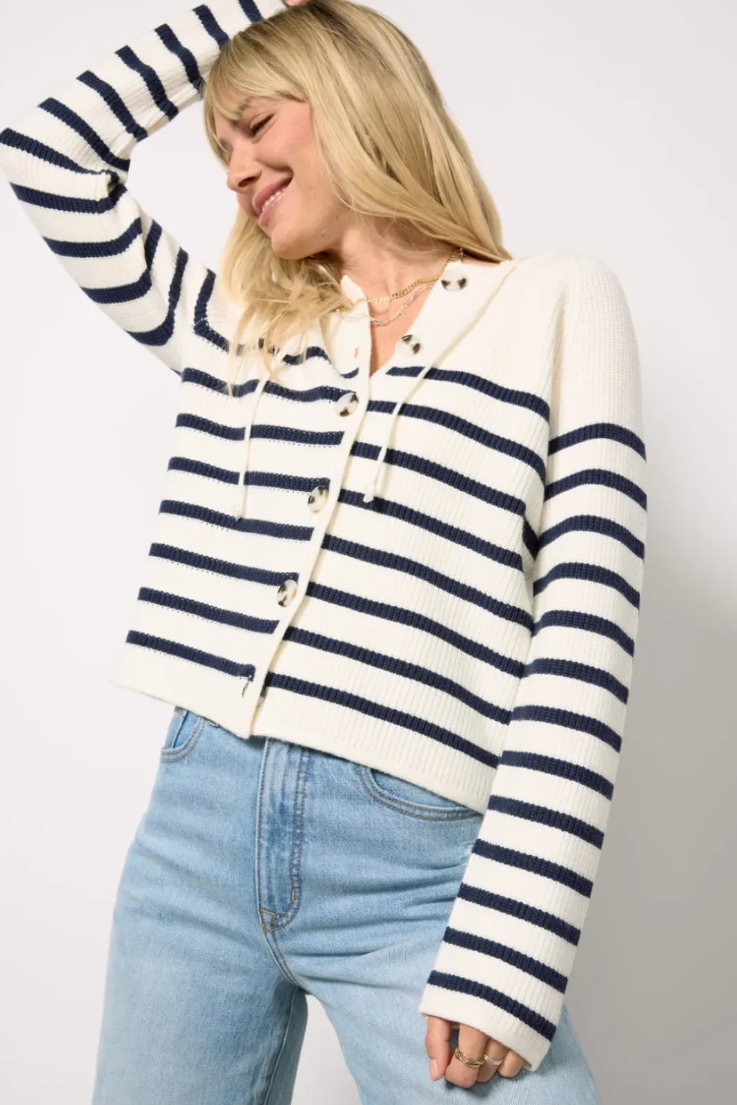 Sweaters<EVEREVE Isabel Hoodie Lady Like Navy/Whitestripe