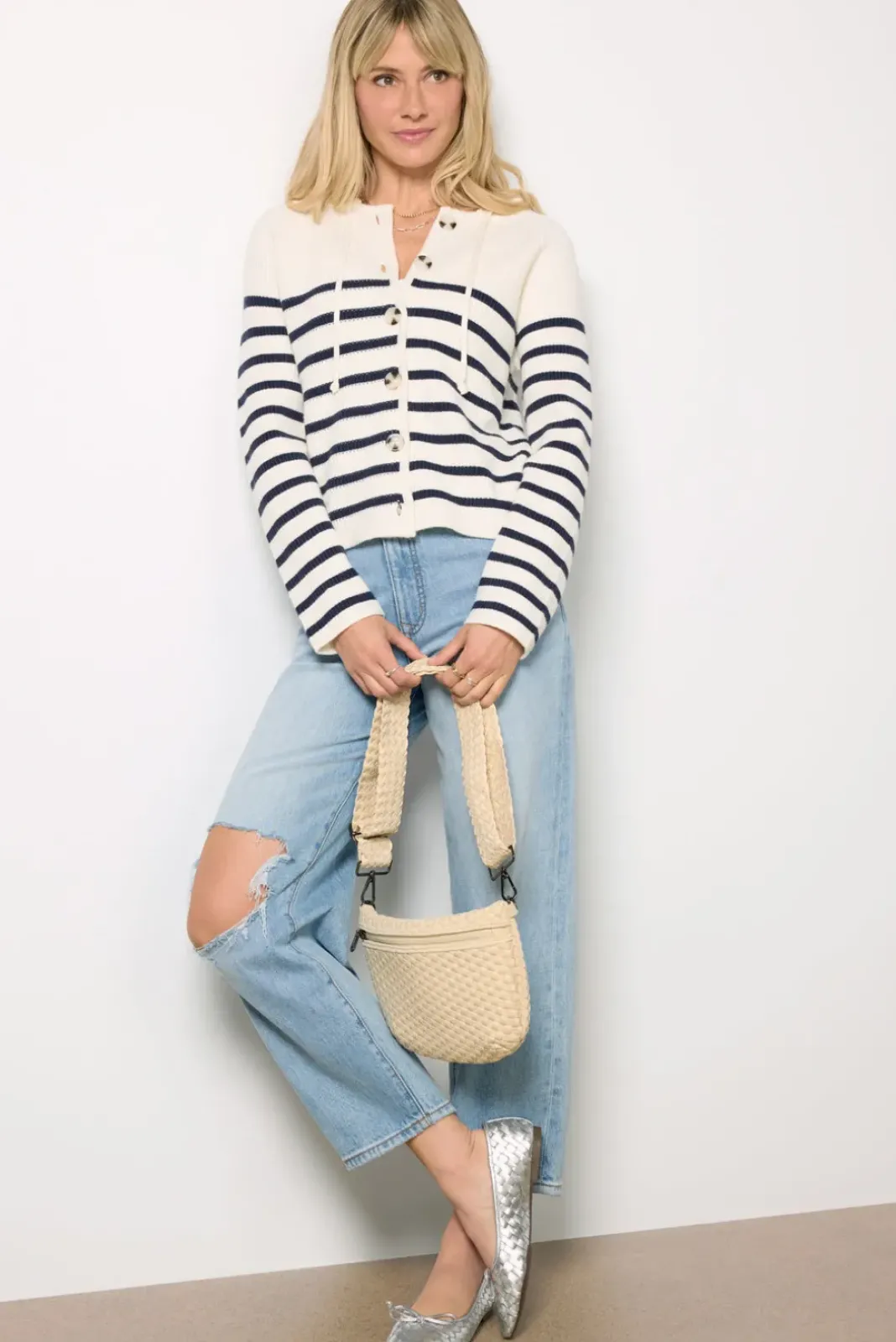 Sweaters<EVEREVE Isabel Hoodie Lady Like Navy/Whitestripe