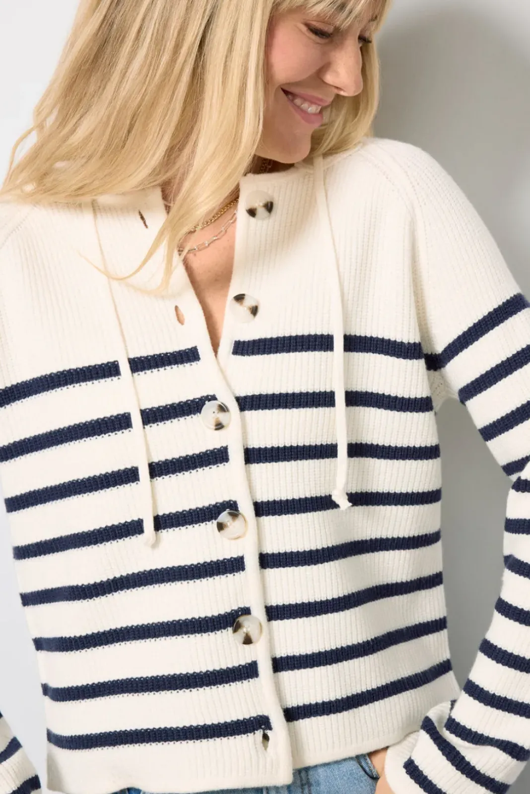 Sweaters<EVEREVE Isabel Hoodie Lady Like Navy/Whitestripe