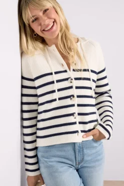 Sweaters<EVEREVE Isabel Hoodie Lady Like Navy/Whitestripe