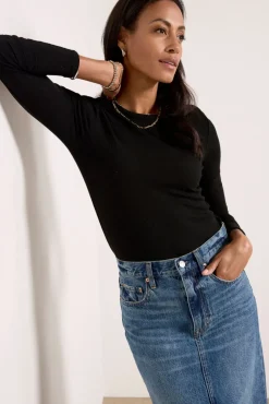 Tops & Tees<SPLENDID Isabella Shimmer Tee Black