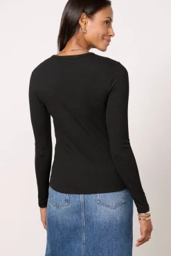 Tops & Tees<SPLENDID Isabella Shimmer Tee Black