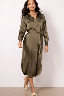 Dresses<EVEREVE Ivey Shirt Dress Olive