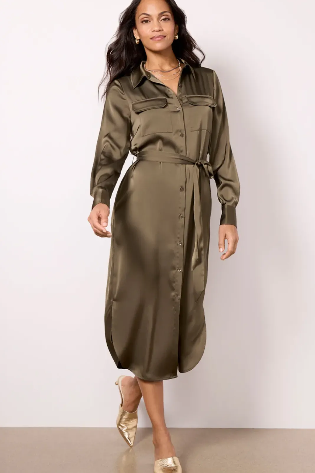 Dresses<EVEREVE Ivey Shirt Dress Olive