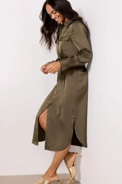 Dresses<EVEREVE Ivey Shirt Dress Olive