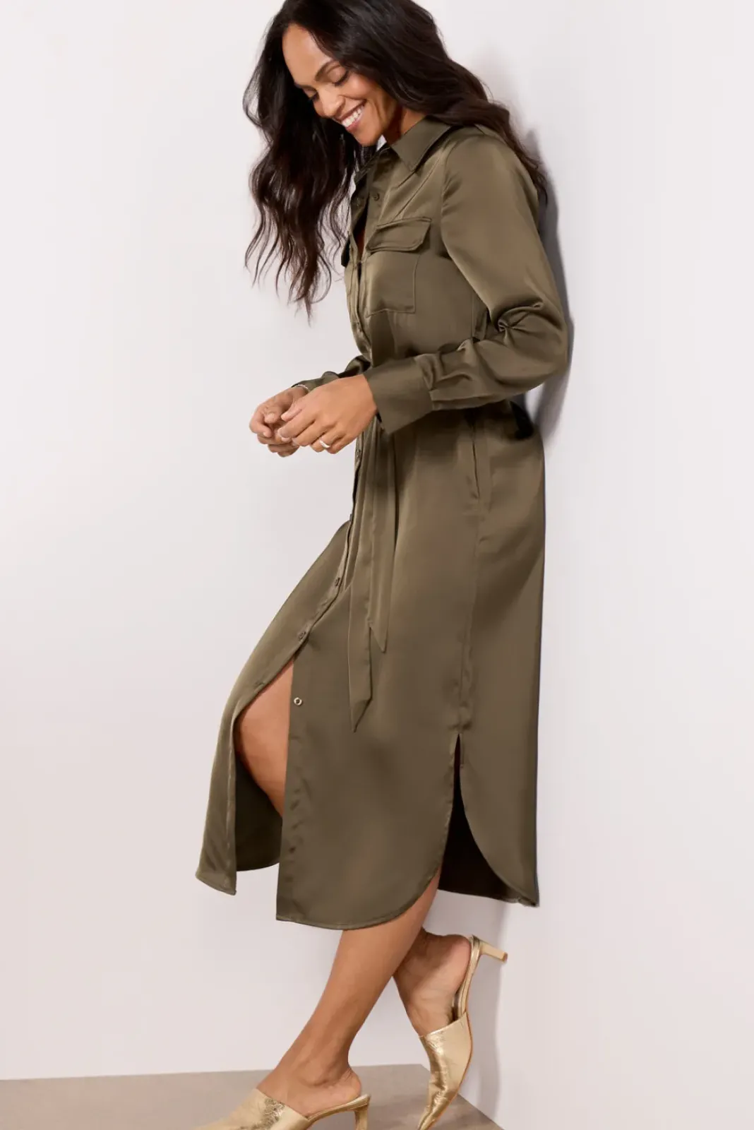 Dresses<EVEREVE Ivey Shirt Dress Olive