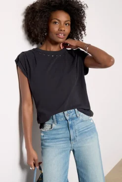 Tops & Tees<EVEREVE Jaden Stud Muscle Tee Washedblack