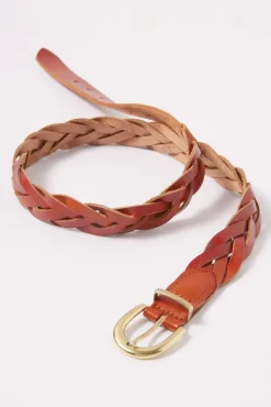 Belts<EVEREVE Jessa Skinny Braided Belt Cognac