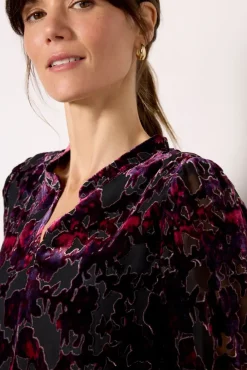 Tops & Tees<EVEREVE Jesse Burnout Velvet Blouse Pink/Navy
