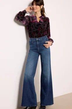 Tops & Tees<EVEREVE Jesse Burnout Velvet Blouse Pink/Navy