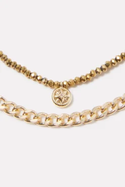 Jewelry<EVEREVE Jett Layered Necklace Gold/Grey