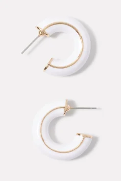 Jewelry<EVEREVE Jillian Enamel Hoop Earrings White/Gold