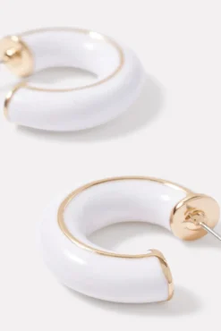 Jewelry<EVEREVE Jillian Enamel Hoop Earrings White/Gold