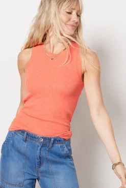 Tops & Tees<LNA Jones Rib Tank Heathercoral