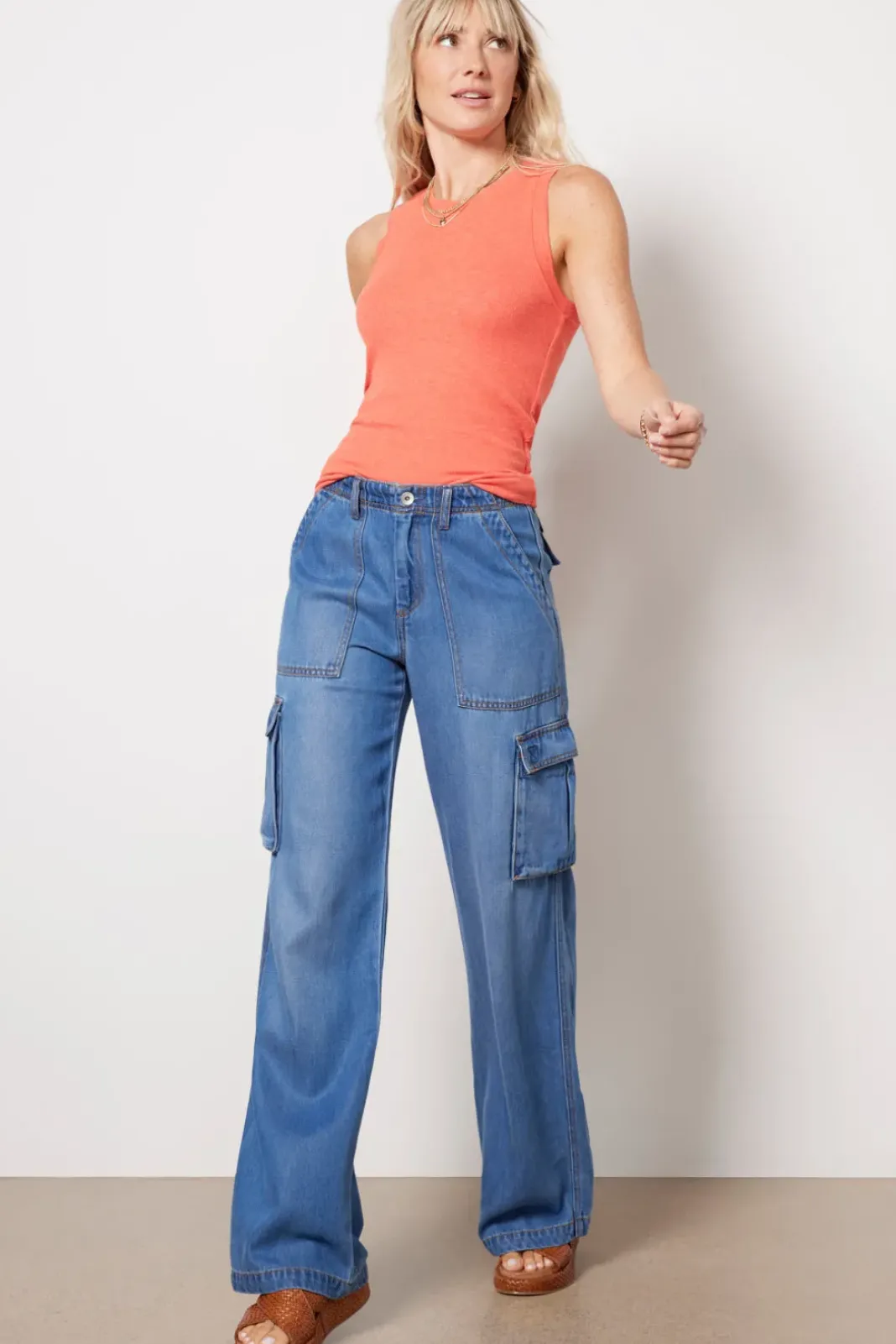 Tops & Tees<LNA Jones Rib Tank Heathercoral