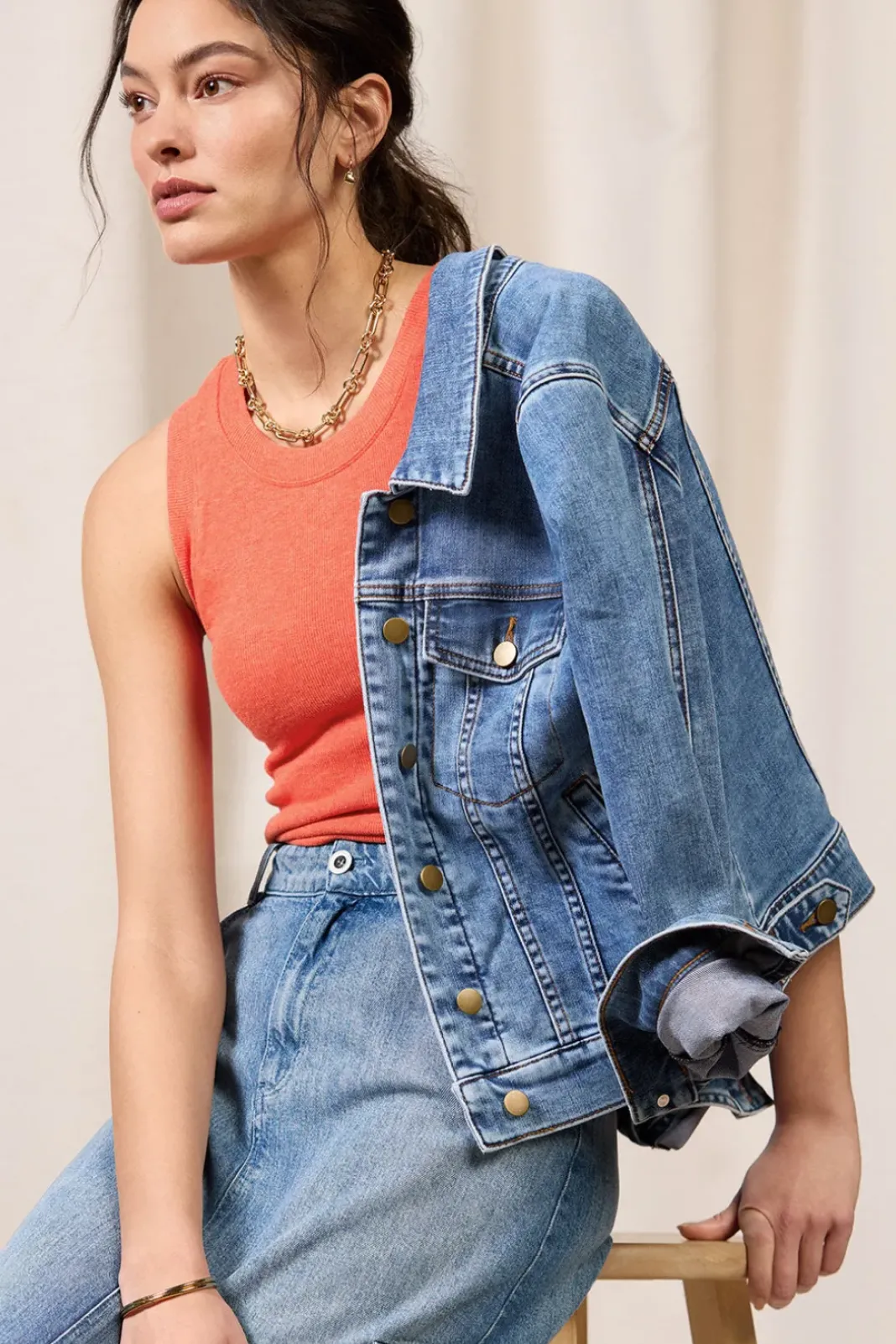 Tops & Tees<LNA Jones Rib Tank Heathercoral