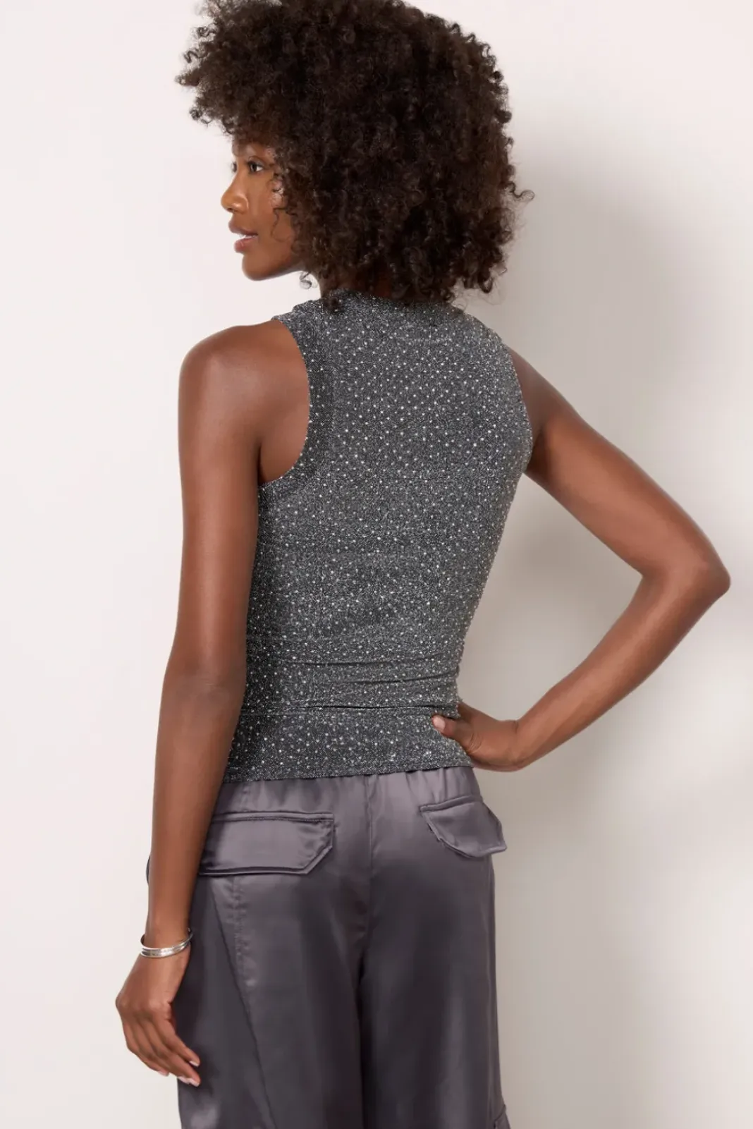 Tops & Tees<LNA Jones Shine Tank BlackRhinestone