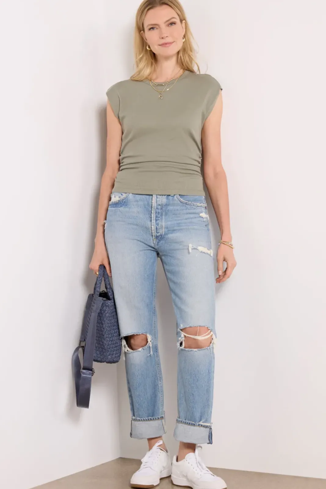 Tops & Tees<MICHAEL STARS Joni Crew Neck Top Olive