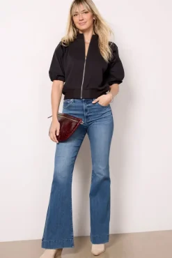 Sweatshirts<EVEREVE Jordan Zip Up Puff Sleeve Top Black