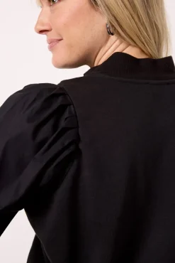 Sweatshirts<EVEREVE Jordan Zip Up Puff Sleeve Top Black