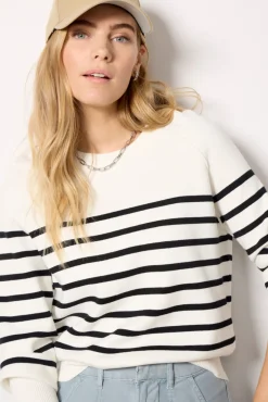 Sweaters<EVEREVE June Stripe Pullover White/Blackstripe