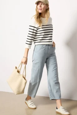 Sweaters<EVEREVE June Stripe Pullover White/Blackstripe