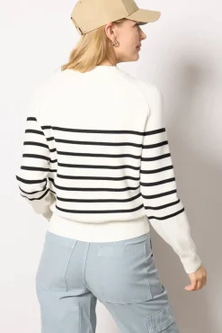 Sweaters<EVEREVE June Stripe Pullover White/Blackstripe