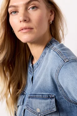 Blazers & Jackets<EVEREVE Kacey Collarless Denim Jacket Bluespace
