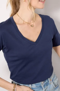 Tops & Tees<Z SUPPLY Kasey V Neck Tee Navy