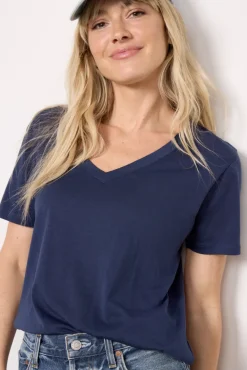 Tops & Tees<Z SUPPLY Kasey V Neck Tee Navy