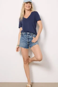 Tops & Tees<Z SUPPLY Kasey V Neck Tee Navy