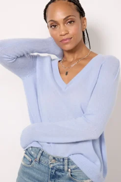 Sweaters<EVEREVE Kate Vneck Cashmere Pullover Blue/Riviera