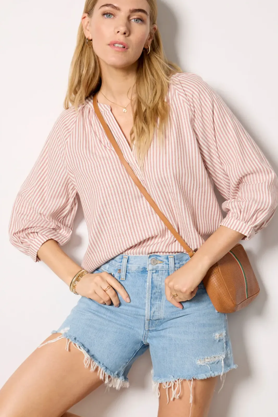 Tops & Tees<EVEREVE Katie Stripe Popover Mauve/White