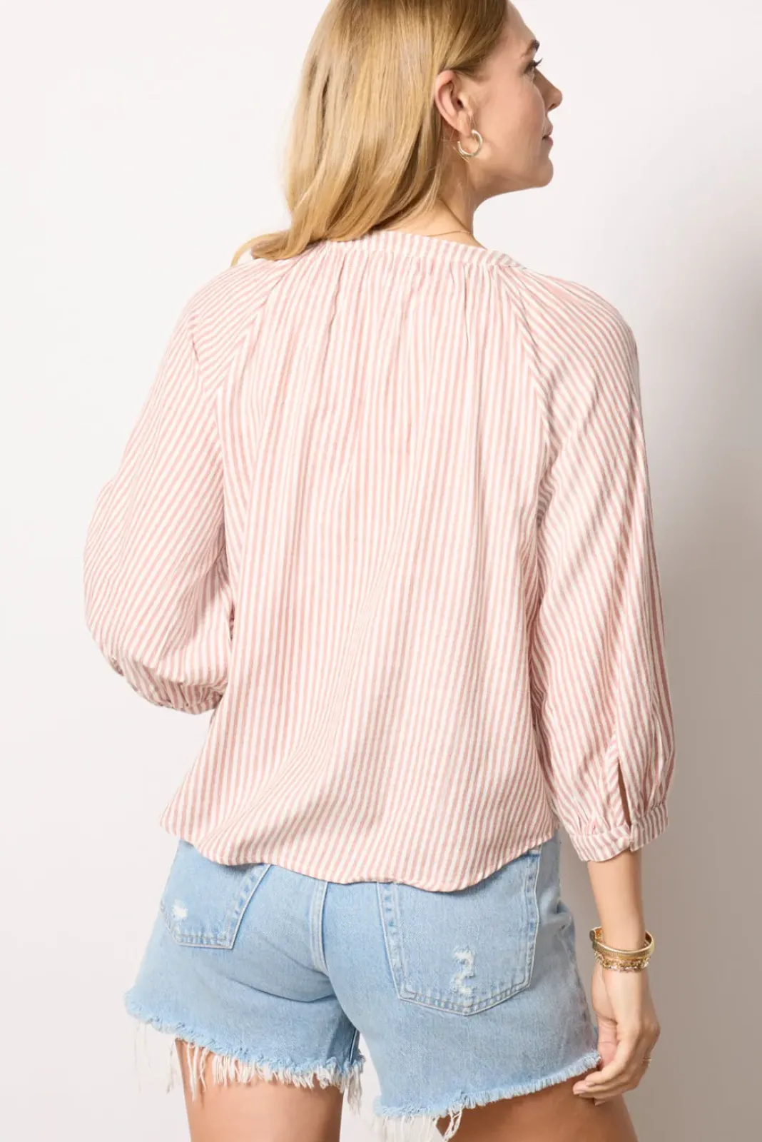 Tops & Tees<EVEREVE Katie Stripe Popover Mauve/White