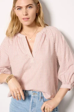 Tops & Tees<EVEREVE Katie Stripe Popover Mauve/White
