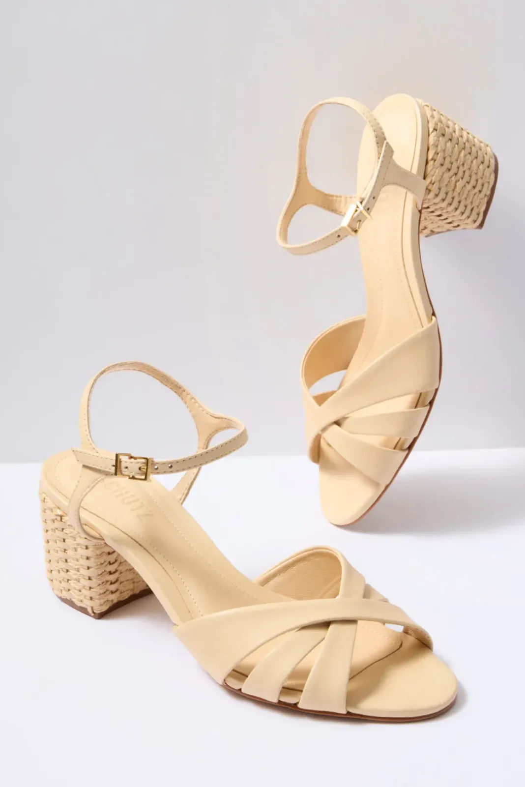 Shoes<SCHUTZ Keefa Mid Block Heel Natural