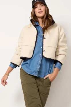 Blazers & Jackets<VELVET Kelly Sherpa Jacket Black/Ecru