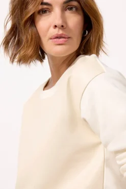 Sweatshirts<EVEREVE Kimberly Faux Leather Sweatshirt Ecru