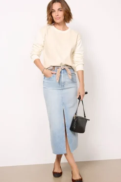 Sweatshirts<EVEREVE Kimberly Faux Leather Sweatshirt Ecru