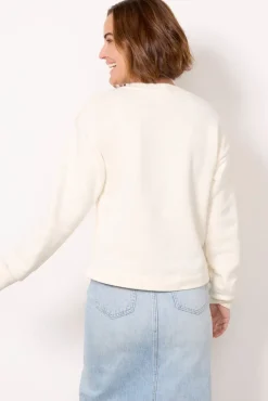 Sweatshirts<EVEREVE Kimberly Faux Leather Sweatshirt Ecru
