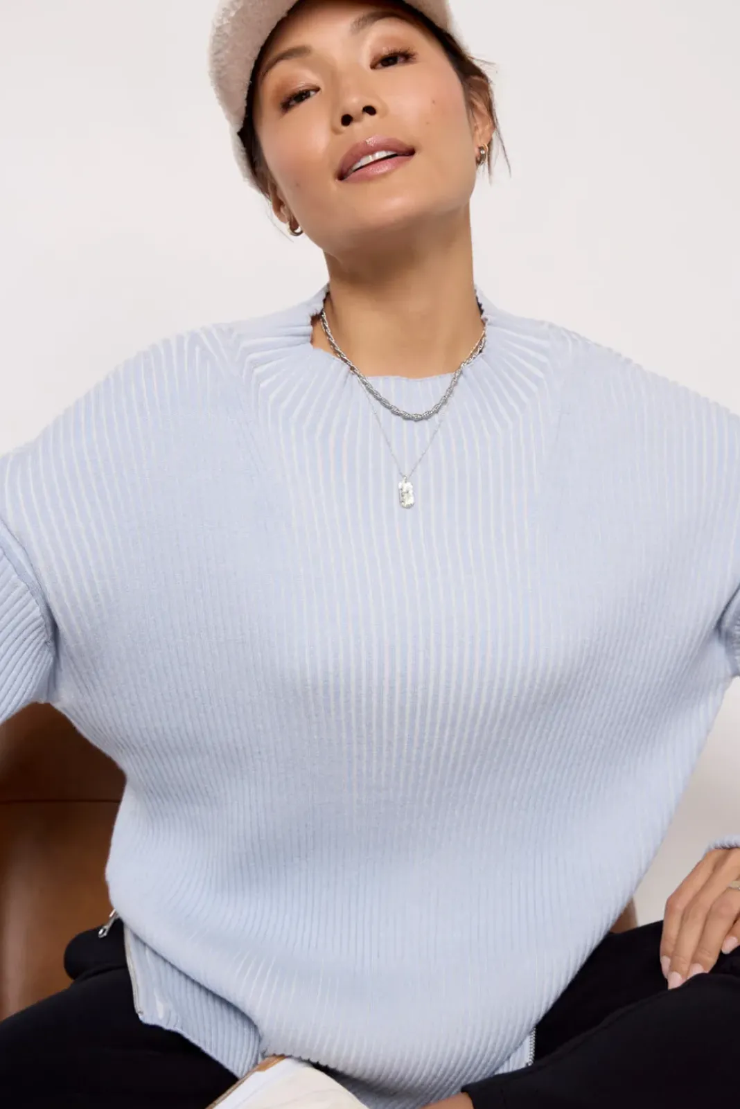 Sweaters<VARLEY Kingsley Mock Neck Knit Paleblue