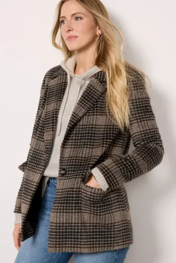 Blazers & Jackets<Z SUPPLY Kingston Relaxed Plaid Blazer Latte