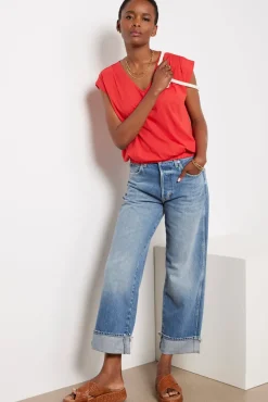 Tops & Tees<EVEREVE Kinsley Pleated Shoulder Top Red