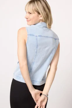 Blazers & Jackets<Z SUPPLY Knit Denim Moto Vest Indigo
