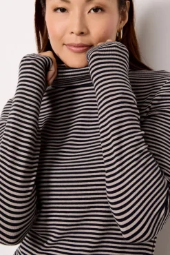 Tops & Tees<EVEREVE Kody Stripe Turtleneck Taupe/Black
